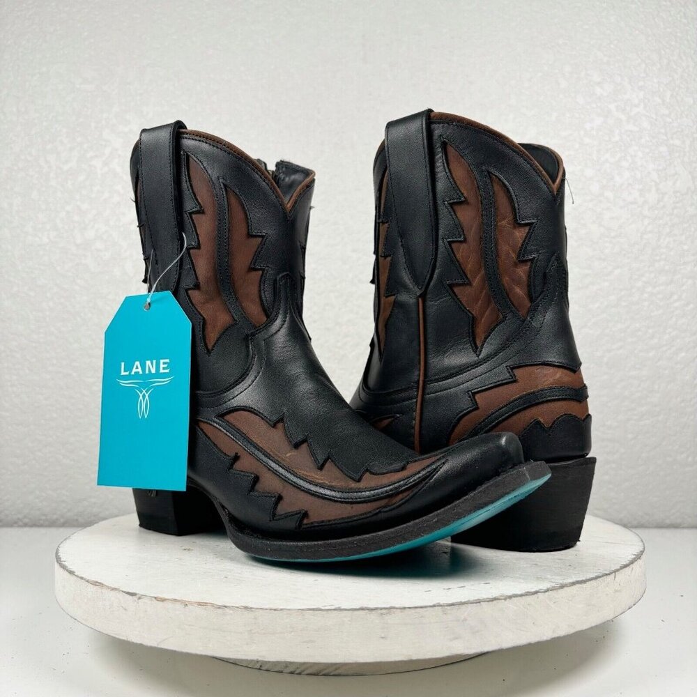 Lane Black & Brown Western Ankle Boots (New with tag)